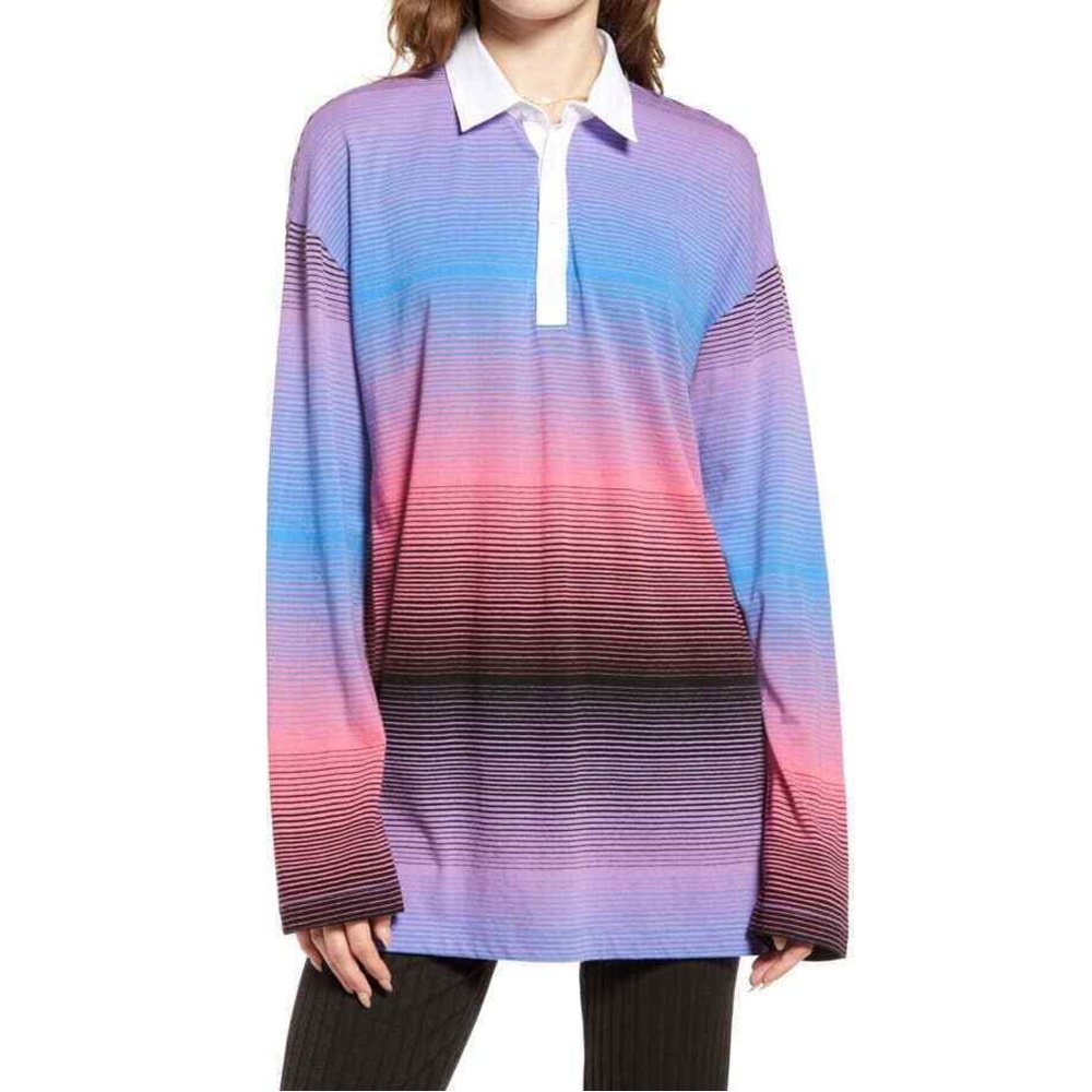 BP Ombre Stripe Long Sleeve Shirt Dress Size Medium